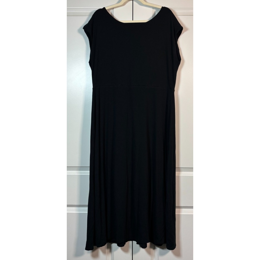 Banana Republic Womens A-Line Dress Black Stretch Round Neck Cap Sleeve XL